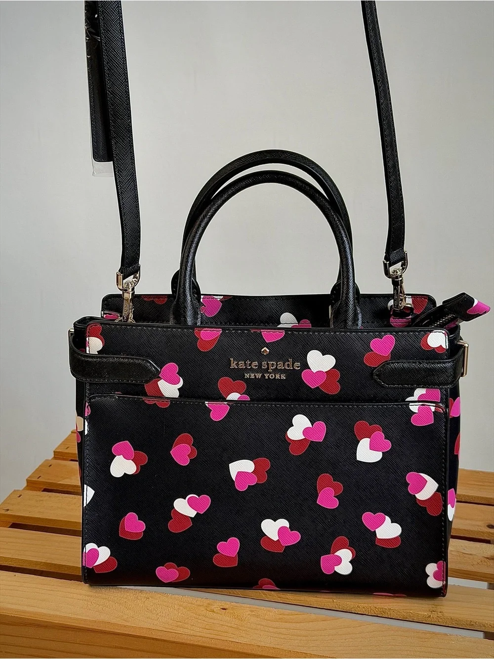 kate spade Black Multi Heart Print Satchel